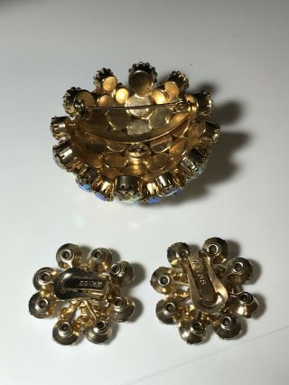 Vintage Signed AB Rhinestone Weiss Domed Brooch and Matching Earrings 6