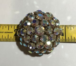 Vintage Signed AB Rhinestone Weiss Domed Brooch and Matching Earrings 8