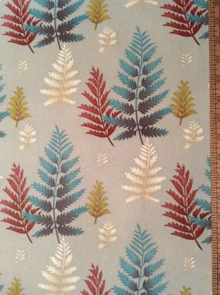 Vtg Wallpaper Nos Roll Walcrest Ferns Grey Turquoise Copper Mcm