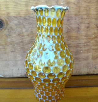 Vintage Fostoria Amber Opalescent Coin Dot Glass Oil Lamp Chimney Only
