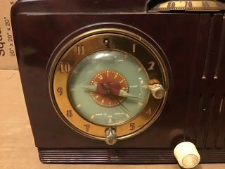 Vintage GE General Electric Bakelite Alarm Clock Tube Radio Model 66 3