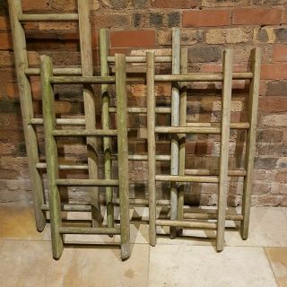 Rustic Vintage Reclaimed Wooden Ladders Distressed Grains Display 100 Cm Decor