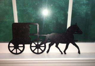 Vintage Amish Horse & Buggy Metal Silhouette Indoor/outdoor Plaque/wall Art