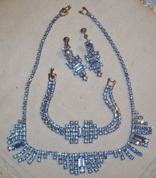 Vintage Blue Set Necklace,  Bracelet And Earrings