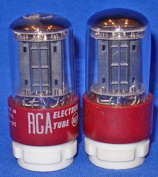 Strong Matched Pair Rca 5692 Black Plate Red Base Vacuum Tubes