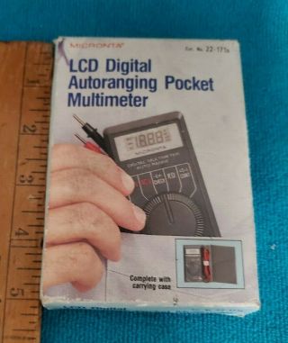 Vintage Micronta Lcd Digital Autoranging Pocket Multimeter 22 - 171a