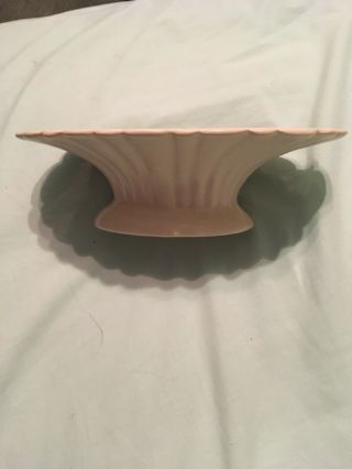 Vintage Catalina Island Pottery White Scalloped Pedestal Bowl