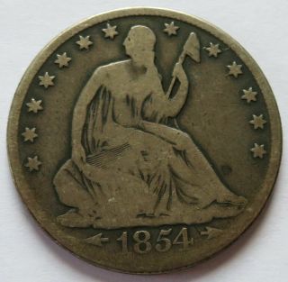 1854 - O Seated Liberty Silver Half Dollar,  Vintage 50c Coin (161934j)