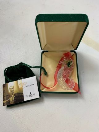 Vintage Waterford Signed Crystal Seahorse Ornament W/ Box 2