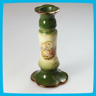 Old Vintage Art Deco England Porcelain Pottery China Candlestick Candle Holder