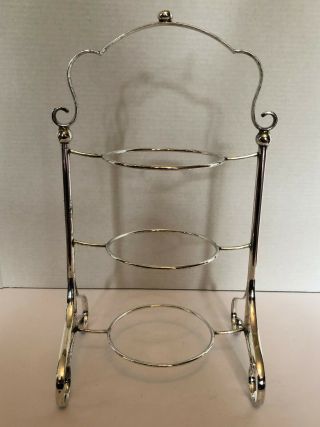 Vintage 3 - Tier Sterling Silver Or Silverplate Cake Dessert Appetizer Stand