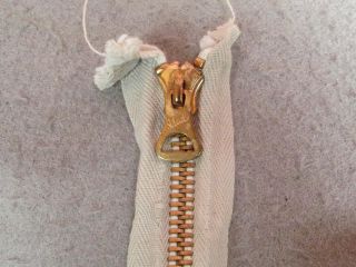 Vintage 1940s Ideal Brass Bell Tab Zipper 22.  5 " White Cotton Closed - End