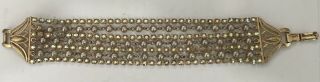 Vintage Coro Goldtone 7 Strand Faux Pearl Rhinestone Beaded Bracelet Multi Chain