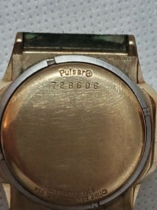 Vintage 1970 ' s PULSAR 14K Gold Filled RED DIAL Digital LED WATCH - as found 6