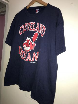 Vtg Cleveland Indians Chief Wahoo Arch Big Logo Graphic T Shirt Xl Usa 1990