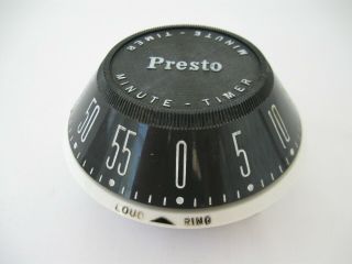 Presto Minute Timer Black & White Ufo Style Model Pf01 Loud Ring Vintage