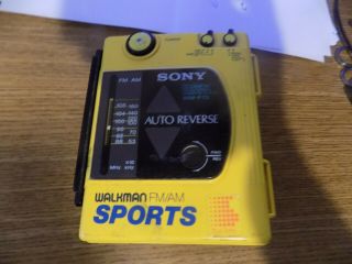 Vintage Sony Sports Walkman Wm - F73 - Yellow Model - No Power Read Only