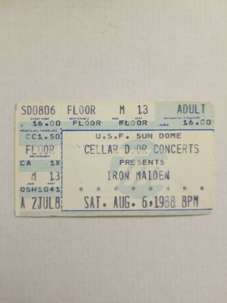 Vintage 1988 Iron Maiden Concert Ticket Stub
