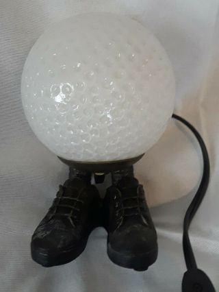 Cool Vintage Golf Ball Lamp Glass Shade Over The Top Of Cast Iron Golf Shoes