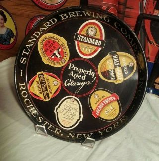 Vintage 1940’s Standard Brewing Co.  Rochester N.  Y.  Beer Tray 12 " Advertising