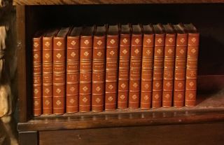 Book Set 14 Vol 1896 Handsomely Leather Bound Poetic/prose Work Longfellow Fine