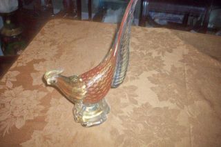 Vintage Murano Italian Hand Blown Very Large & Heavy Glass Rooster