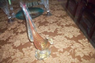Vintage MURANO Italian Hand Blown VERY LARGE & HEAVY Glass Rooster 3