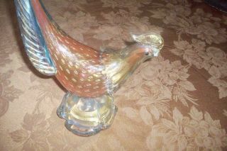Vintage MURANO Italian Hand Blown VERY LARGE & HEAVY Glass Rooster 5