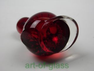 Whitefriars 1960s ruby glass duck paperweight with controlled bubbles vintage 2