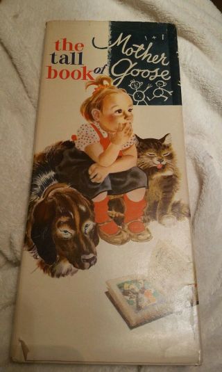 Vintage Book The Tall Book Of Mother Goose 1942 Hard Cover,  Fables,  Great Color
