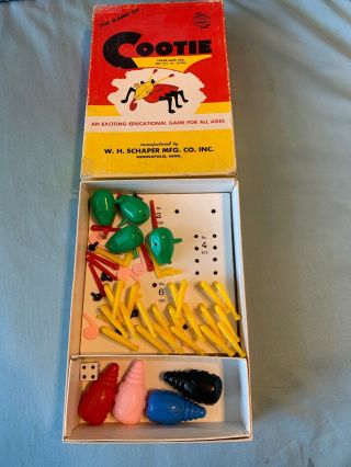 Vintage 1949 The Game Of Cootie W.  H.  Schaper Mfg Co Cootie Game (2 Eyes Missing)
