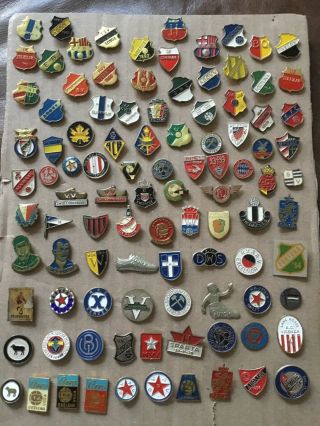 Foreign Football Club Crest - Vintage Pin Badges.  About 100 Teams.