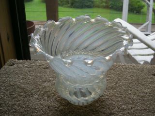 Vtg.  Fenton Swirl Opalescent Art Glass Lamp Shade