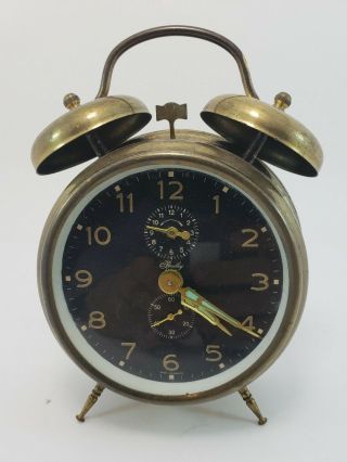 Vintage Bradley Double Bell - Wind Up Alarm Clock West Germany Great