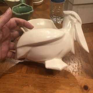 Vintage Mccoy Pelican Planter White Figural Pottery Ceramic