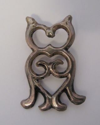 Vintage Sterling Navajo Sand Cast Wise Owl Pin