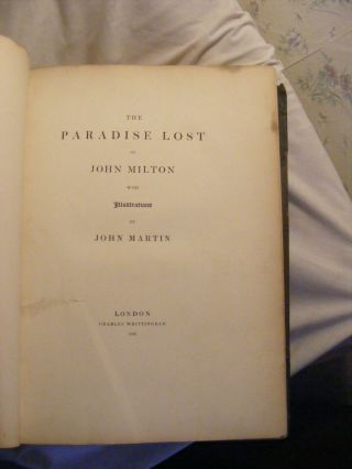 Milton ' s Paradise Lost (1846) Illustrated/Leather & Gold Spine/Large 5