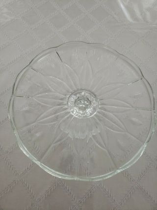 Vintage Clear Glass Banded Pedestal Cake Plate Stand Patented