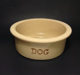Vtg Ransbottom Roseville Dog Bowl Food Water Dish Large 9 " Feeder Pottery Beige