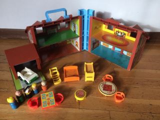 Vtg Fisher Price Little People Play Family House Tudor 3 Of 4
