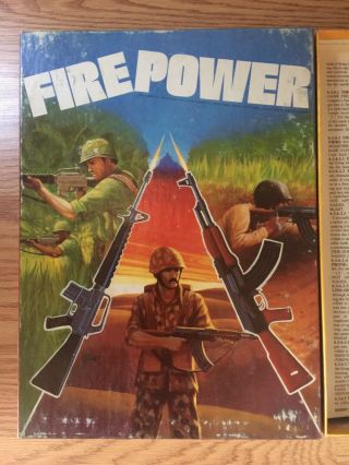 Vintage 1984 Fire Power Bookcase Board Game.  Avalon Hill Some Box Damage