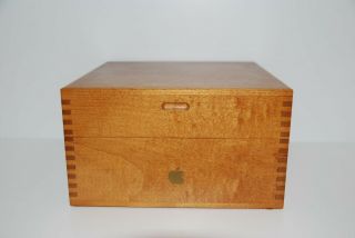 Rare Apple Computers Vintage Mac Mini Disk Wood Box With Gold Logo