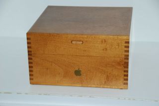 RARE APPLE COMPUTERS Vintage Mac Mini Disk WOOD BOX with GOLD LOGO 2