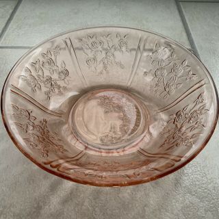 Vintage Fenton Pink Depression Glass Roses Pattern Large Serving Bowl