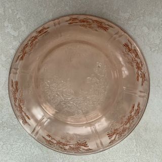 Vintage Fenton Pink Depression Glass Roses Pattern Large Serving Bowl 2
