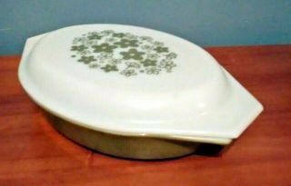 Vintage Pyrex 063 Green Crazy Daisy 1 Qt Divided Casserole Dish With Lid