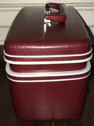 Vintage BURGUNDY SAMSONITE Profile Train Makeup Case Carry On Luggage Suitcase 4