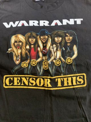 Vintage 1990 Warrant Cherry Pie Censorship Shirt 2