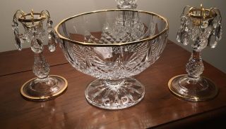 Vintage Crystal Bowl and Crystal Candle Holders. 2