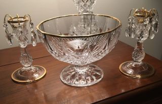 Vintage Crystal Bowl and Crystal Candle Holders. 4